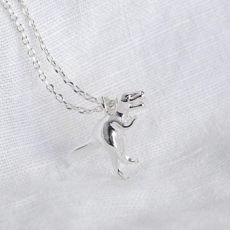 Lisa Angel Silver T - Rex Charm Necklace - Something Different Gift Shop