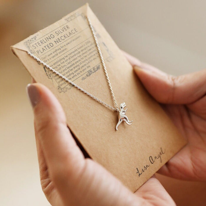 Lisa Angel Silver T - Rex Charm Necklace - Something Different Gift Shop