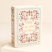 Tale as Old as Time mini ceramic book vase with floral cover design