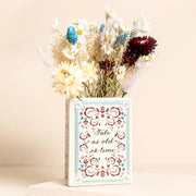 Tale as Old as Time mini book vase styled with dried flowers