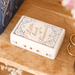 Book shaped ceramic jewellery pot with Little Book of Treasures design and floral details