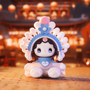 Liyuan Opera figure from MJ Studio Lantern Festival Blind Box, seated with pearl opera headdress.
