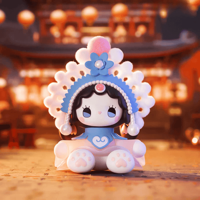 Liyuan Opera figure from MJ Studio Lantern Festival Blind Box, seated with pearl opera headdress.