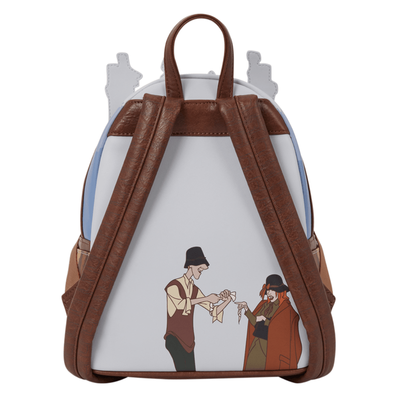 Rear of Loungefly Disney 101 Dalmatians Mini Backpack with Roger and Anita artwork and adjustable straps