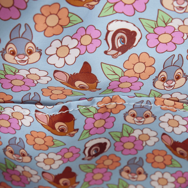 Loungefly Disney Bambi backpack interior lining with floral and character print