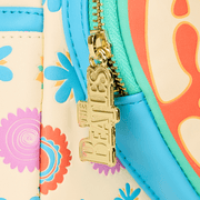 Close-up of gold Beatles zipper pull on Loungefly Beatles mini backpack – hardware detail for Loungefly bags
