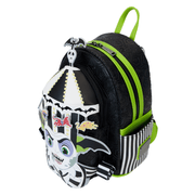 Beetlejuice Loungefly Carousel Hat backpack with green trim and moving striped arms