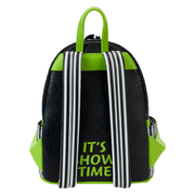 Back of Loungefly Beetlejuice mini backpack with striped adjustable straps
