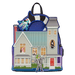 Alternate straight-on view of the Loungefly Beetlejuice house mini backpack with Sandworm applique