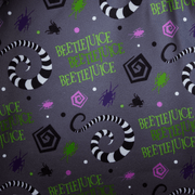 Beetlejuice patterned interior lining inside Loungefly mini backpack