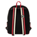 Back view with breathable mesh and red-white 95 racing straps on the Loungefly Cars backpack