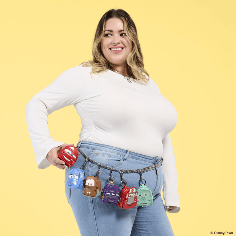 Disney Pixar Cars mini backpack charms attached to a chain belt