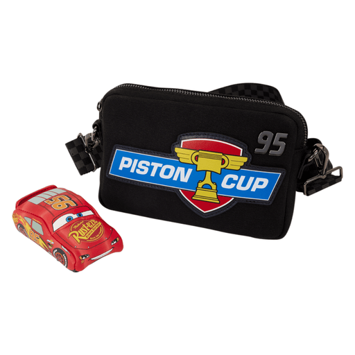 Loungefly Cars Piston Cup crossbody bag with removable Lightning McQueen charm