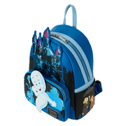 Angled top-right view of Loungefly Casper mini backpack highlighting layered haunted house applique – Loungefly backpack
