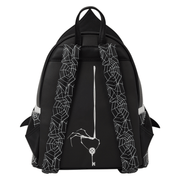 Back of Loungefly Coraline Other Mother backpack with spider-web shoulder straps
