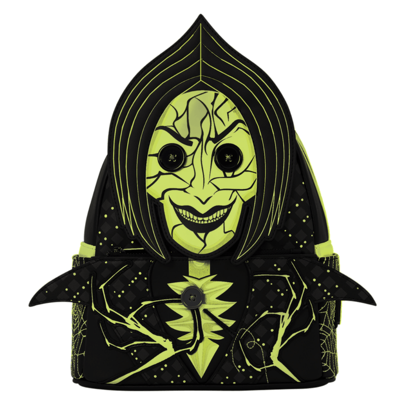 Glow-in-the-dark effect on the Loungefly Coraline Other Mother mini backpack