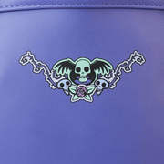 Skull and wings artwork detail on Loungefly Corpse Bride mini backpack