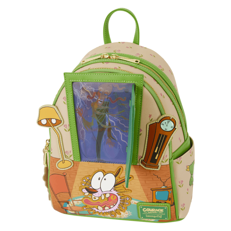 Alternate lenticular monster scene on Courage the Cowardly Dog backpack