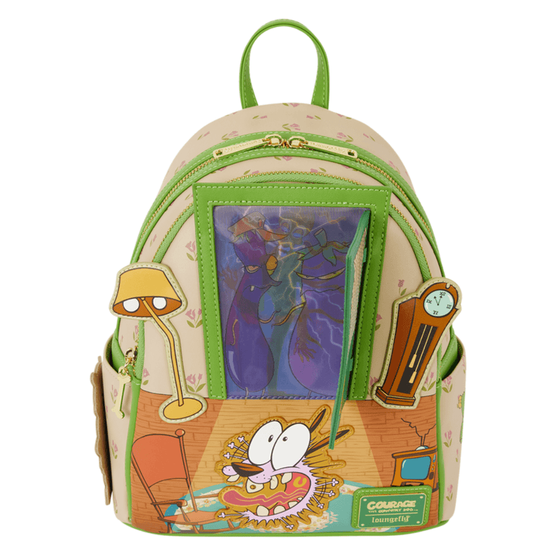 Courage the Cowardly Dog Loungefly backpack with lenticular monster door open