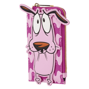 Angled view of pink Courage the Cowardly Dog card holder
