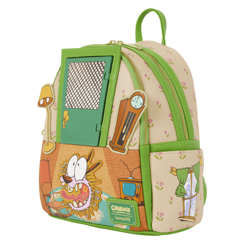 Side view of Loungefly Courage the Cowardly Dog Mini Backpack
