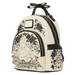 Angled view of Loungefly Disney Alice in Wonderland Floral Mini Backpack with 3D bow handle