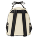Back of Loungefly Disney Alice in Wonderland Floral Mini Backpack with black straps and bow handle