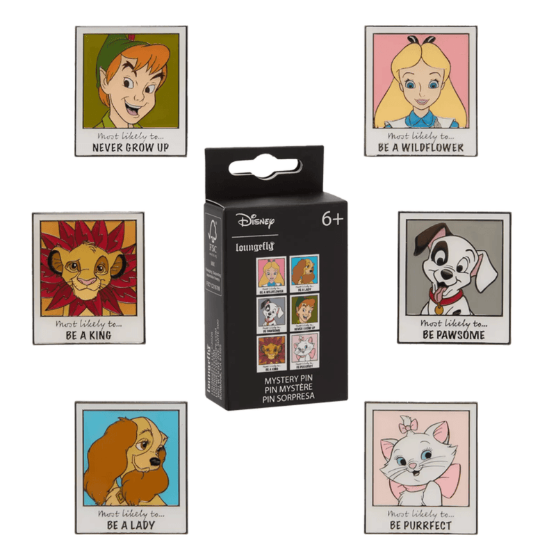 Loungefly Disney Classics Yearbook Portrait mystery pin blind box with six possible character designs