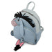 Side view of Loungefly Disney Eeyore cosplay mini backpack with plush ear and tail details