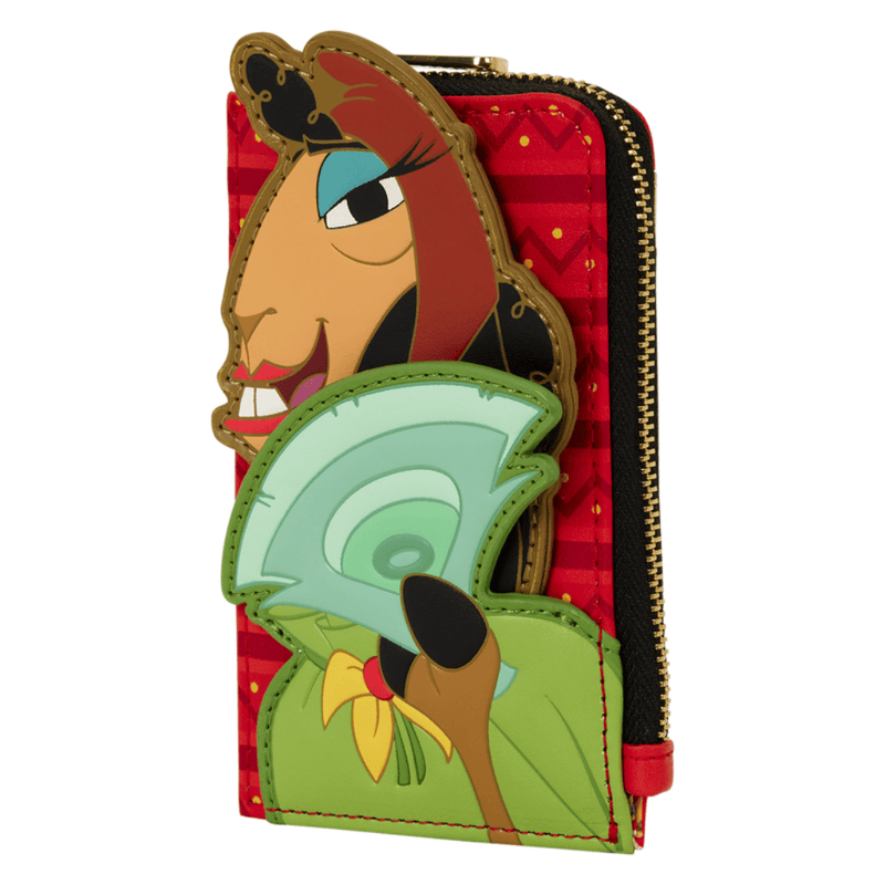 Angled view of the Loungefly Disney The Emperor's New Groove Kuzco Llama Card Holder