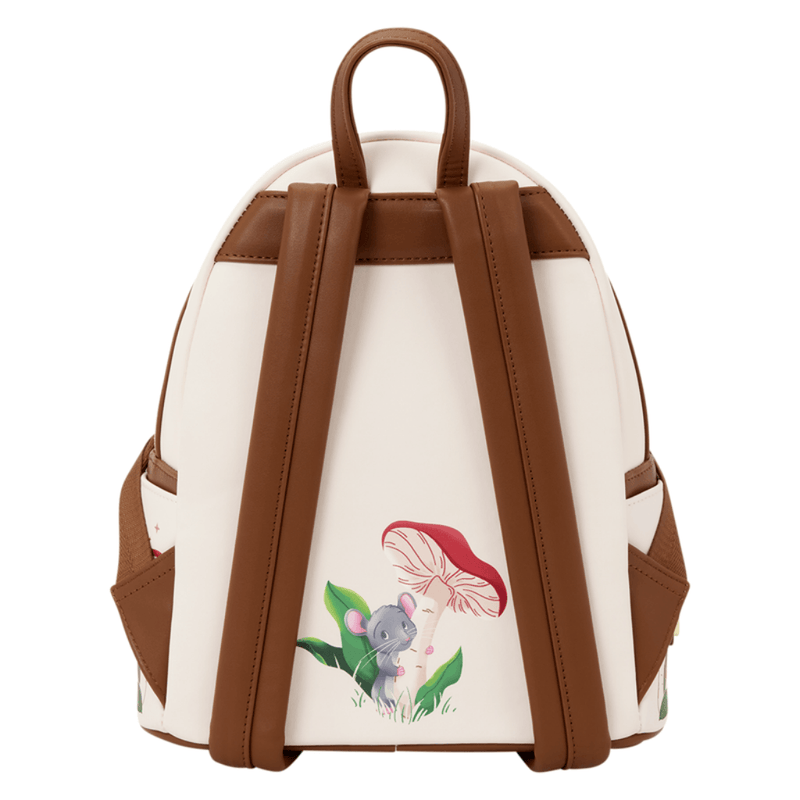Back of Loungefly Disney Fairies Mini Backpack with adjustable straps