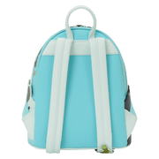 Back view of the Loungefly Disney Kim Possible Paragliding Mini Backpack with pale blue adjustable shoulder straps