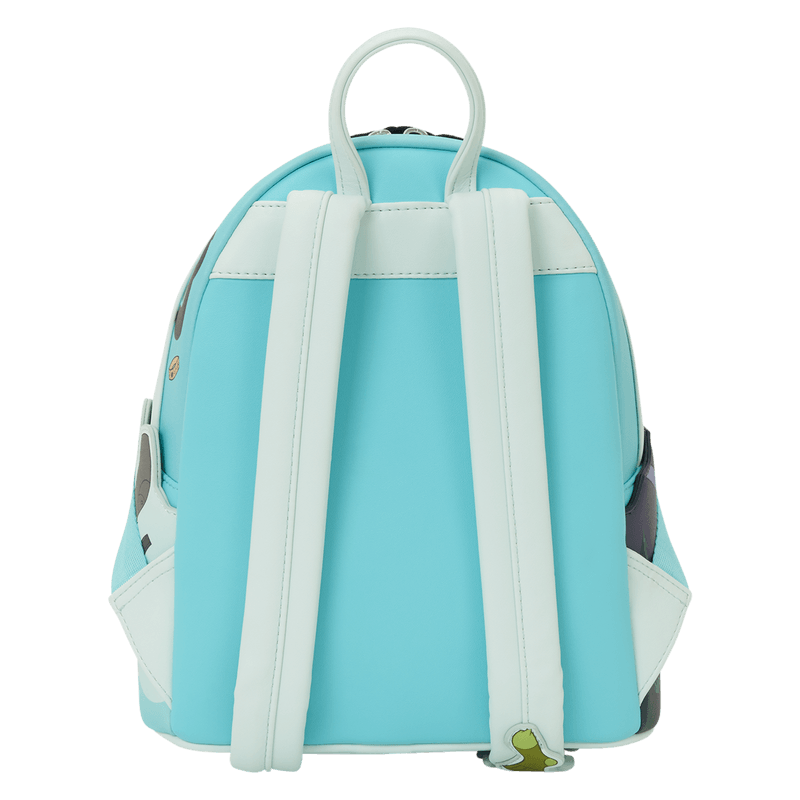 Back view of the Loungefly Disney Kim Possible Paragliding Mini Backpack with pale blue adjustable shoulder straps