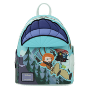 Loungefly Disney Kim Possible Paragliding Mini Backpack showing the moving Kim Possible front detail in a second position