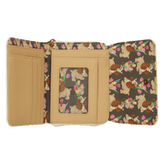 Interior of the Loungefly Disney Lady and the Tramp tulip pastel wallet with card slots, ID window and character print lining