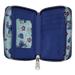 Interior view of the Loungefly Disney Lilo & Stitch Animal Friends Zip Around Wallet with card slots, zip pocket and tropical Stitch lining