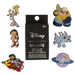 Assorted Loungefly Disney Lilo & Stitch Space Adventure blind box pins displayed around the retail box
