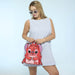 Model holding Loungefly Disney Lilo and Stitch Leroy cosplay mini backpack