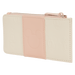 Angled view of the Loungefly Disney Mickey & Friends All-Over Print Large Card Holder in blush pink and cream with embossed character detailing