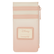 Back view of the Loungefly Disney Mickey & Friends All-Over Print Large Card Holder with embossed Mickey icon and character face pattern