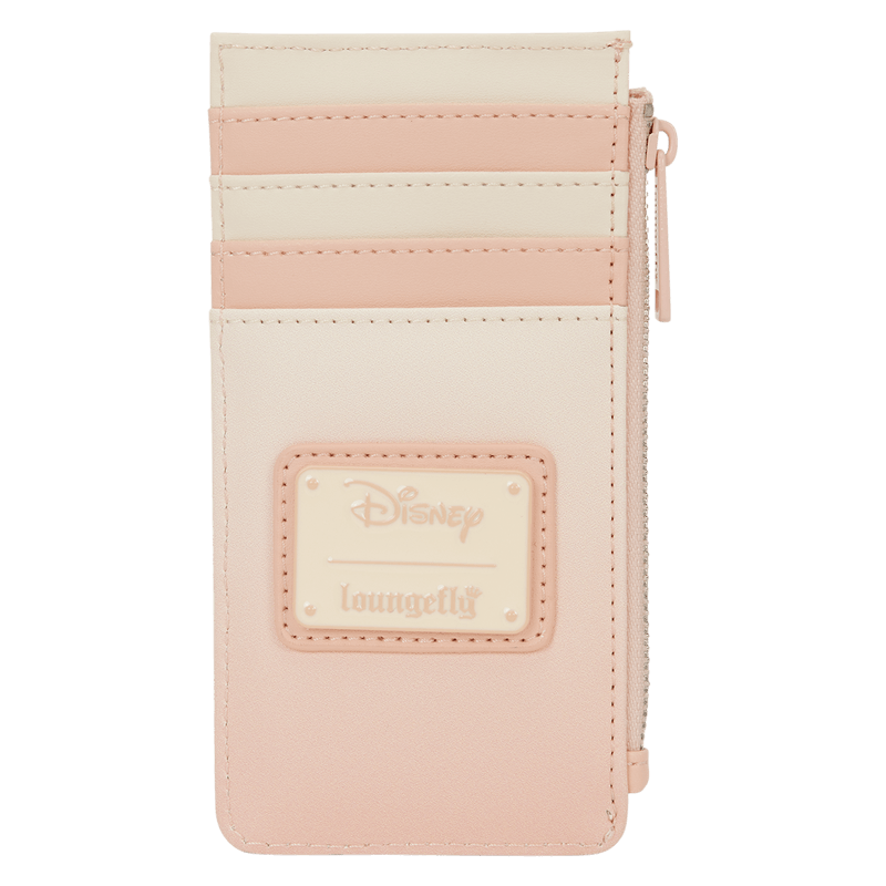 Back view of the Loungefly Disney Mickey & Friends All-Over Print Large Card Holder with embossed Mickey icon and character face pattern