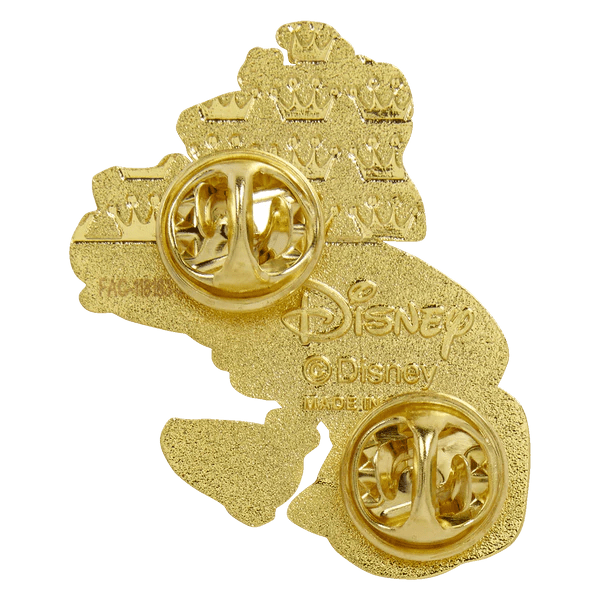 Gold-tone Disney pin back with two butterfly clasps and crown pattern