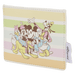 Angled view of the Loungefly Disney Mickey & Friends Rainbow Stripes Card Holder with pastel rainbow stripes and classic character artwork