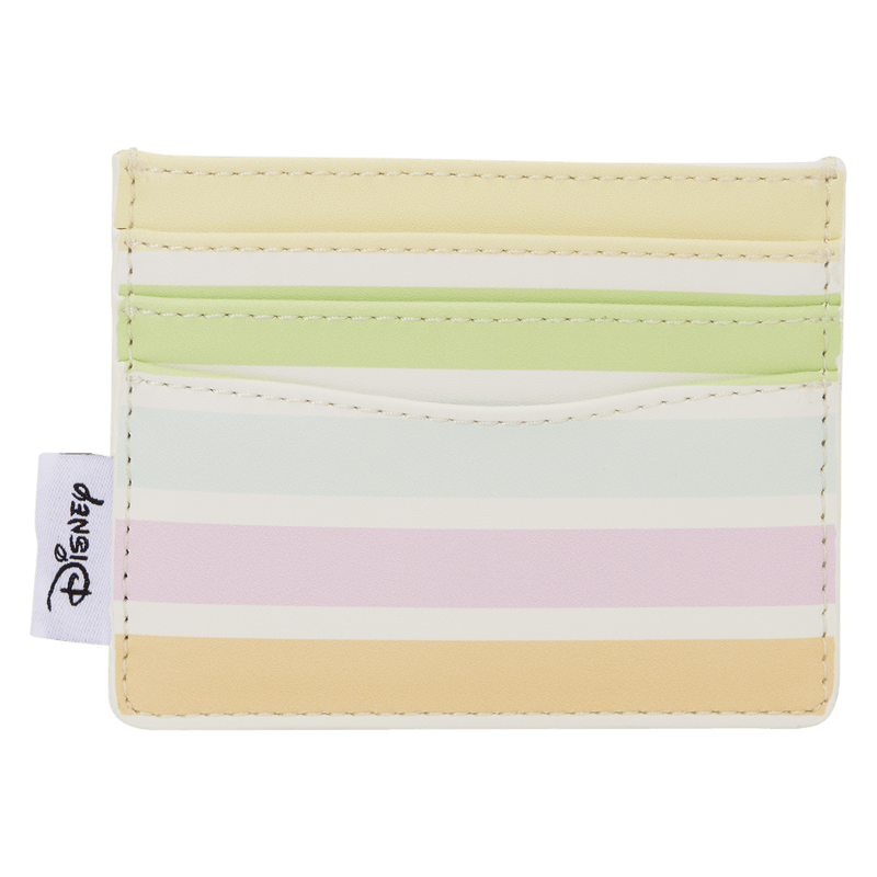 Back view of the Loungefly Disney Mickey & Friends Rainbow Stripes Card Holder with pastel striped card slots