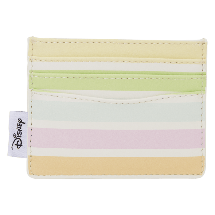 Back view of the Loungefly Disney Mickey & Friends Rainbow Stripes Card Holder with pastel striped card slots