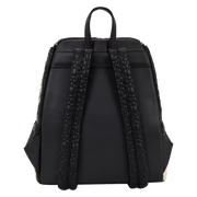 Back view of Loungefly Disney Mickey and Friends black mini backpack with padded embossed straps
