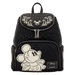 Front view of Loungefly Disney Mickey and Friends black sketch mini backpack on white background