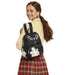 Model wearing Loungefly Disney Mickey and Friends black sketch mini backpack over one shoulder