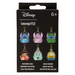 Retail packaging for Loungefly Disney mini backpack keyrings Blind Box, black box showing six possible mystery designs from the Lilo & Stitch collection.









