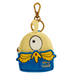 Front view of a yellow-and-blue one-eyed Duck mini backpack charm – one of the collectible Loungefly keyrings from the Lilo & Stitch Blind Box series, shown with gold lobster clasp.
